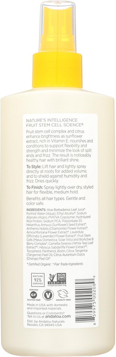 Andalou Naturals Medium Hold Hair Spray Sunflower and Citrus - 8.2 fl oz Avelisse