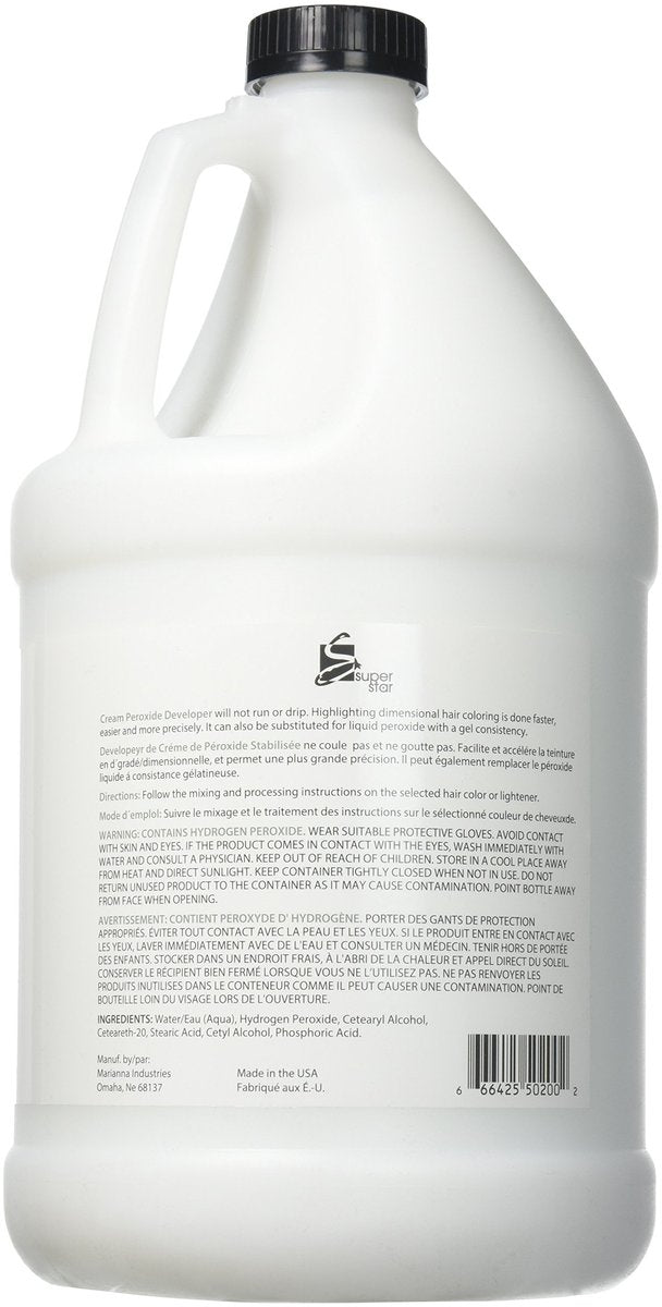 Super Star Stabilized Cream Peroxide Developer 20 Volume 1 Gallon (128 oz) - Professional Hair Color Developer Avelisse
