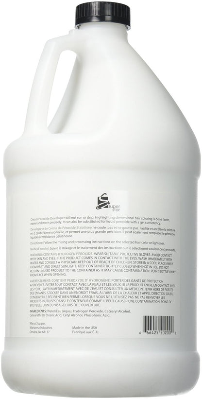 Super Star Stabilized Cream Peroxide Developer 20 Volume 1 Gallon (128 oz) - Professional Hair Color Developer Avelisse