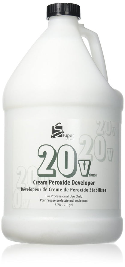 Super Star Stabilized Cream Peroxide Developer 20 Volume 1 Gallon (128 oz) - Professional Hair Color Developer Avelisse