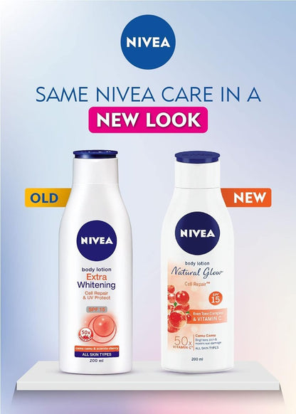 NIVEA Natural Glow Body Lotion with Vitamin C & SPF 15 – Cell Repair & Even Tone, 400ml Avelisse