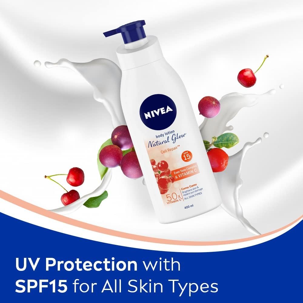 NIVEA Natural Glow Body Lotion with Vitamin C & SPF 15 – Cell Repair & Even Tone, 400ml Avelisse
