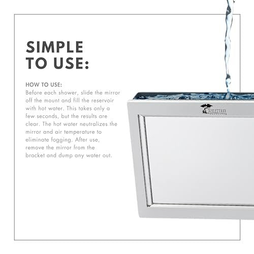 ToiletTree Products Original LED Fogless Shower Mirror with Squeegee – Silver, 8.5x6.5 Inches - görsel 4