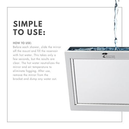 ToiletTree Products Original LED Fogless Shower Mirror with Squeegee – Silver, 8.5x6.5 Inches