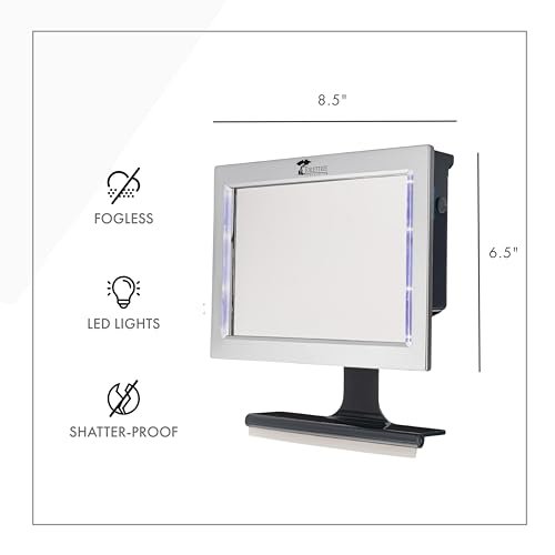 ToiletTree Products Original LED Fogless Shower Mirror with Squeegee – Silver, 8.5x6.5 Inches - görsel 10