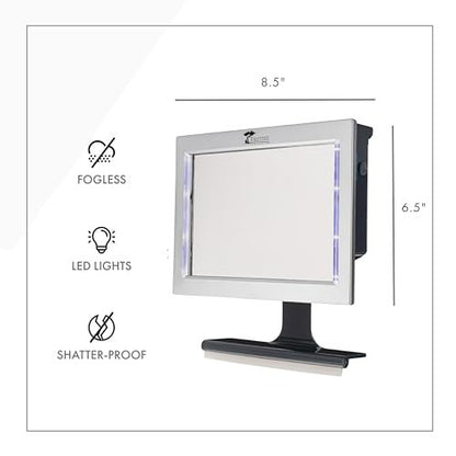 ToiletTree Products Original LED Fogless Shower Mirror with Squeegee – Silver, 8.5x6.5 Inches