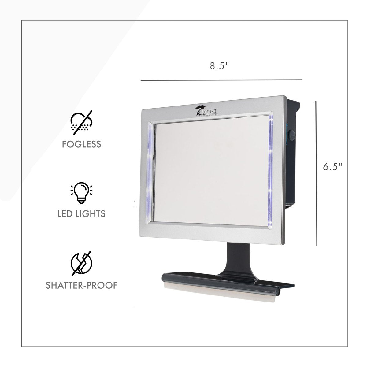 ToiletTree Products Original LED Fogless Shower Mirror with Squeegee – Silver, 8.5x6.5 Inches - görsel 9