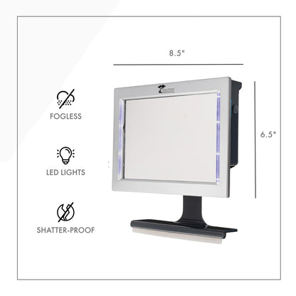 ToiletTree Products Original LED Fogless Shower Mirror with Squeegee – Silver, 8.5x6.5 Inches