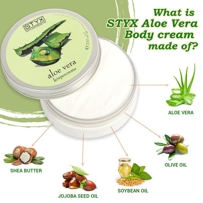 STYX Aloe Vera Body Cream – Organic After Sun Lotion for Sunburn Relief with Shea Butter, Jojoba Oil, Macadamia Oil & Soybean Oil