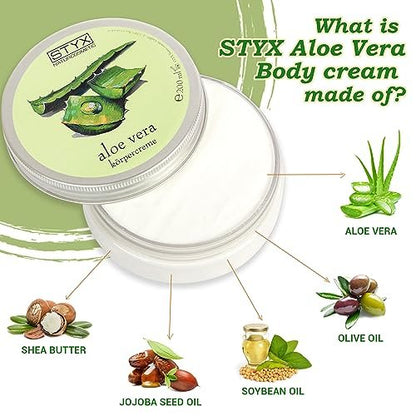 STYX Aloe Vera Body Cream – Organic After Sun Lotion for Sunburn Relief with Shea Butter, Jojoba Oil, Macadamia Oil & Soybean Oil