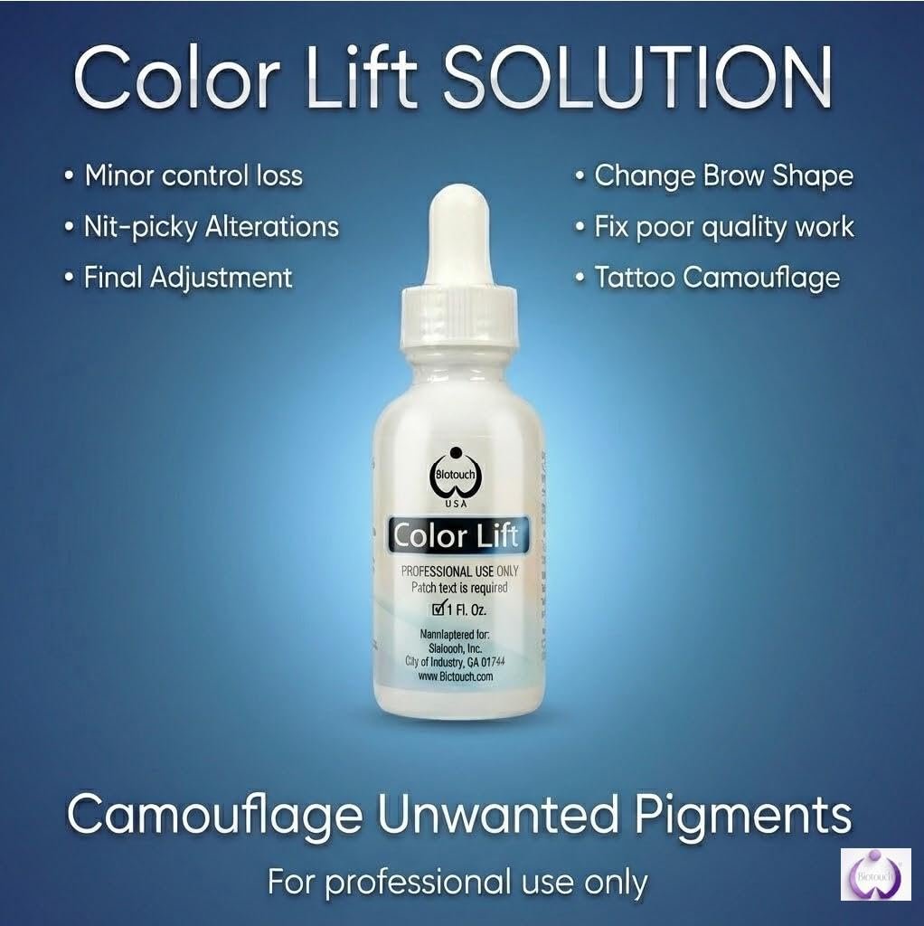 Biotouch COLOR LIFT PMU & Microblading Pigment Remover for Eyebrow Color Correction, 1 oz Avelisse