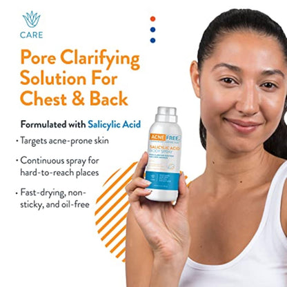 AcneFree Salicylic Acid Body Spray for Chest and Back - Pore Clarifying Solution, 5 oz