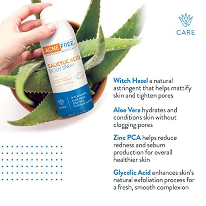 AcneFree Salicylic Acid Body Spray for Chest and Back - Pore Clarifying Solution, 5 oz