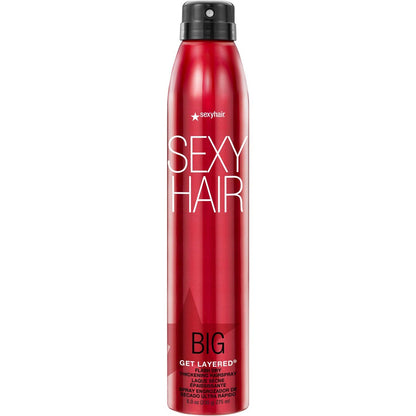 SexyHair Big Get Layered Flash Dry Thickening Hairspray - 8 oz - Buildable Texture, Volume & Shine - 72H Humidity Resistance Avelisse