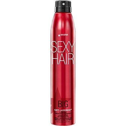 SexyHair Big Get Layered Flash Dry Thickening Hairspray - 8 oz - Buildable Texture, Volume & Shine - 72H Humidity Resistance Avelisse