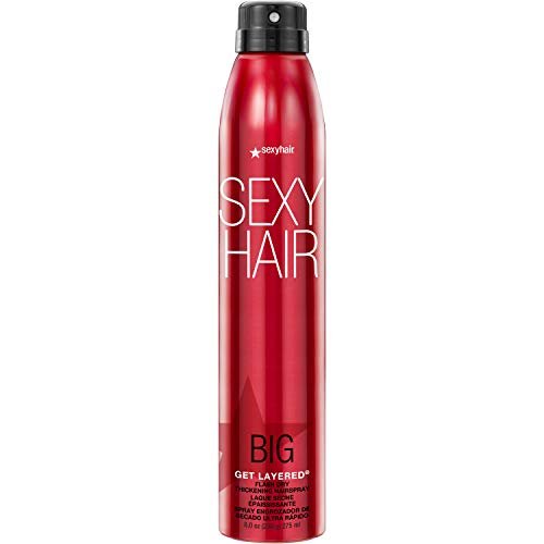 SexyHair Big Get Layered Flash Dry Thickening Hairspray - 8 oz - Buildable Texture, Volume & Shine - 72H Humidity Resistance Avelisse