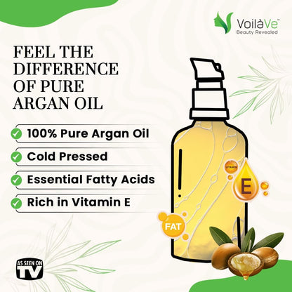 VoilaVe USDA Pure Organic Moroccan Argan Oil for Skin, Nails & Hair Growth - Anti-Aging Face Moisturizer, Cold Pressed, Rich in Vitamin E - 4 fl oz Avelisse