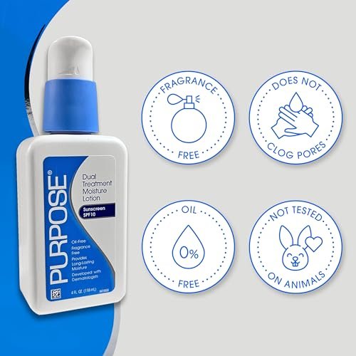 Purpose Dual Treatment Moisture Lotion with SPF 10 – Oil-Free, Fragrance-Free Daily Moisturizer for Sensitive Skin (4 oz) - görsel 7