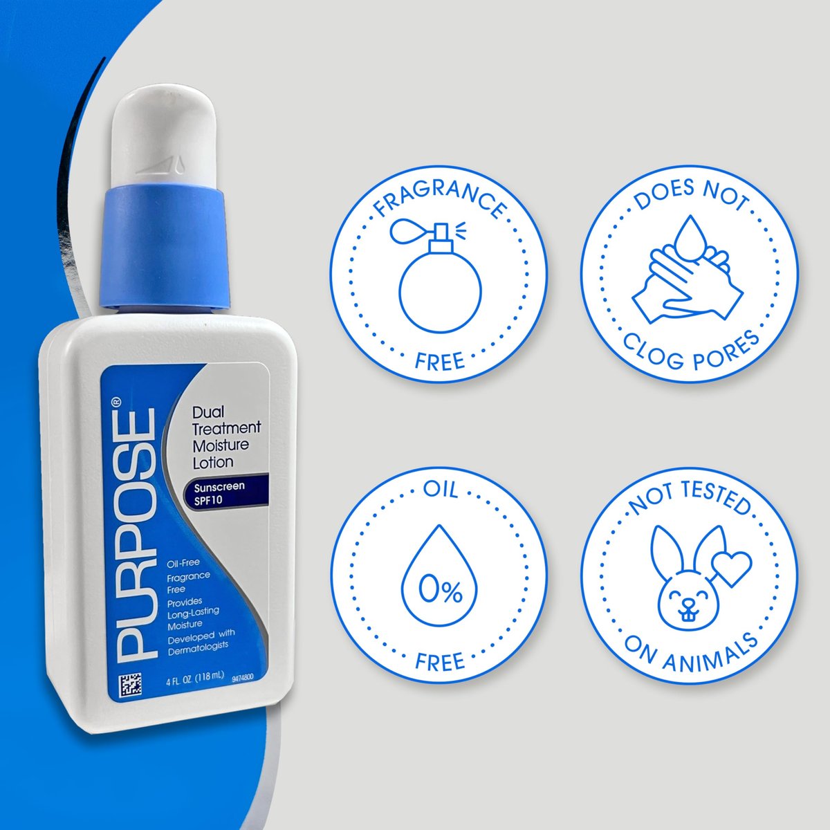 Purpose Dual Treatment Moisture Lotion with SPF 10 – Oil-Free, Fragrance-Free Daily Moisturizer for Sensitive Skin (4 oz) - görsel 8