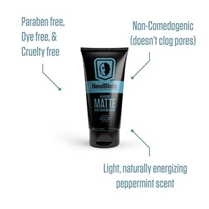 HeadBlade HeadLube Matte Moisturizer Lotion for Men - 5 oz - Grease-Free Hydration for Smooth Heads