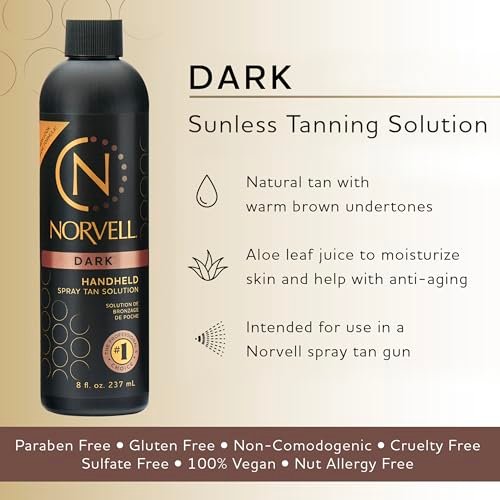 Norvell Premium Spray Tan Solution Dark 8 fl oz – Professional Sunless Tanning Formula for Deep Natural Bronze, Streak Free, Fast Drying, Long Lasting Color - görsel 4