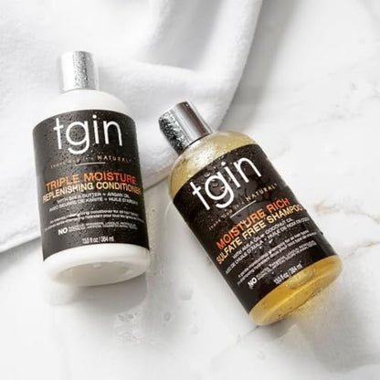 tgin Moisturizing Shampoo & Conditioner Duo for Curly, Coily and Wavy Hair - Sulfate Free, Moisturizes and Detangles Dry Hair, 13 oz Each Avelisse
