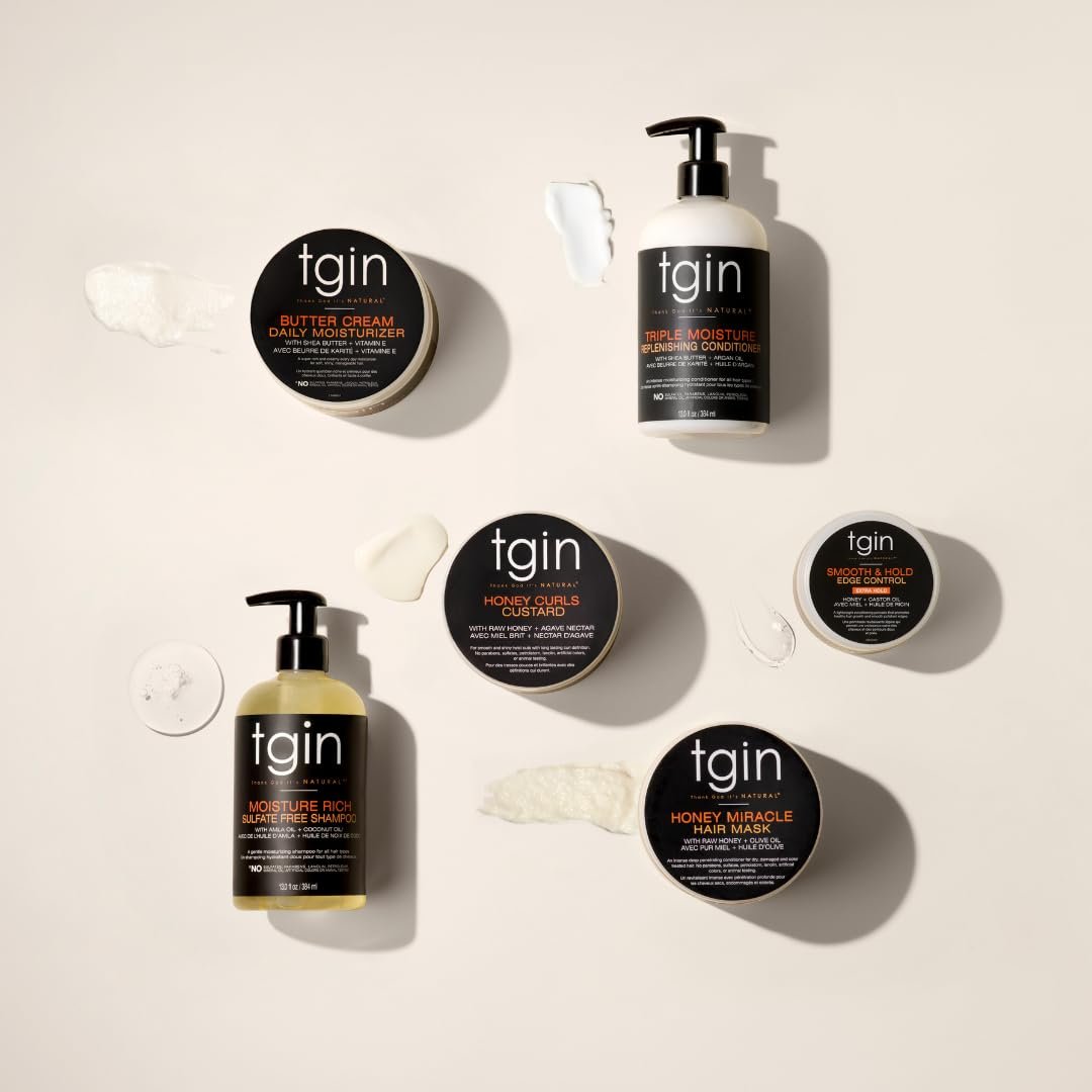 tgin Moisturizing Shampoo & Conditioner Duo for Curly, Coily and Wavy Hair - Sulfate Free, Moisturizes and Detangles Dry Hair, 13 oz Each Avelisse