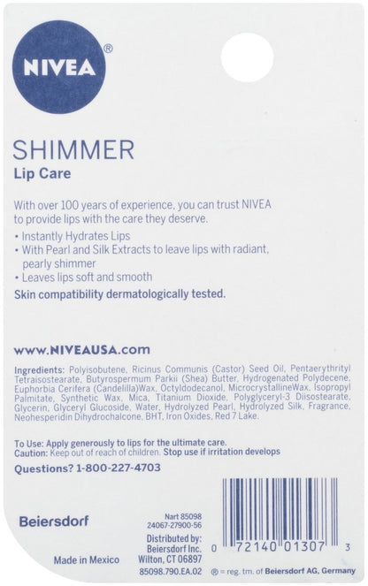 NIVEA Shimmer Lip Care Moisturizing Lip Balm Stick with Shea Butter and Jojoba Oil, 0.17 oz