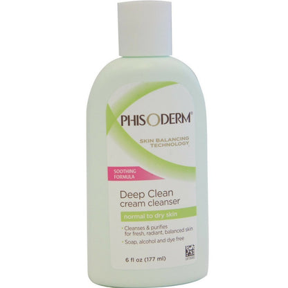 pHisoderm Cream Cleanser for Normal to Dry Skin, 6 oz (177 ml) - Gentle Daily Face Wash