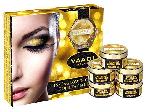 Vaadi Herbals Gold Facial Kit with 24 Carat Gold Leaves, Marigold, Wheatgerm Oil & Lemon Peel Extract, 270g - görsel 2