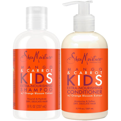 SheaMoisture Kids Mango & Carrot Shampoo and Conditioner Set with Orange Blossom Extract - Strengthening Hair Products for Kids, 7.85 Fl Oz Each (Pack of 2) Avelisse