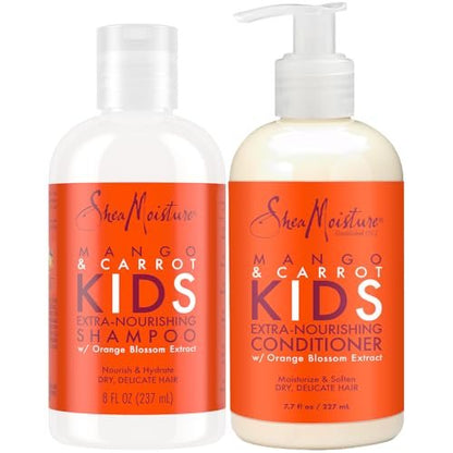 SheaMoisture Kids Mango & Carrot Shampoo and Conditioner Set with Orange Blossom Extract - Strengthening Hair Products for Kids, 7.85 Fl Oz Each (Pack of 2) Avelisse