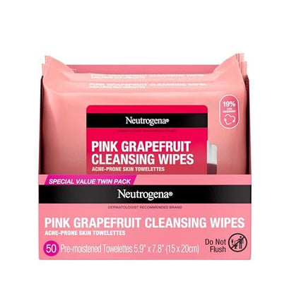 Neutrogena Makeup Remover Cleansing Towelettes, Pink Grapefruit, 25 Count, Twin Pack Avelisse