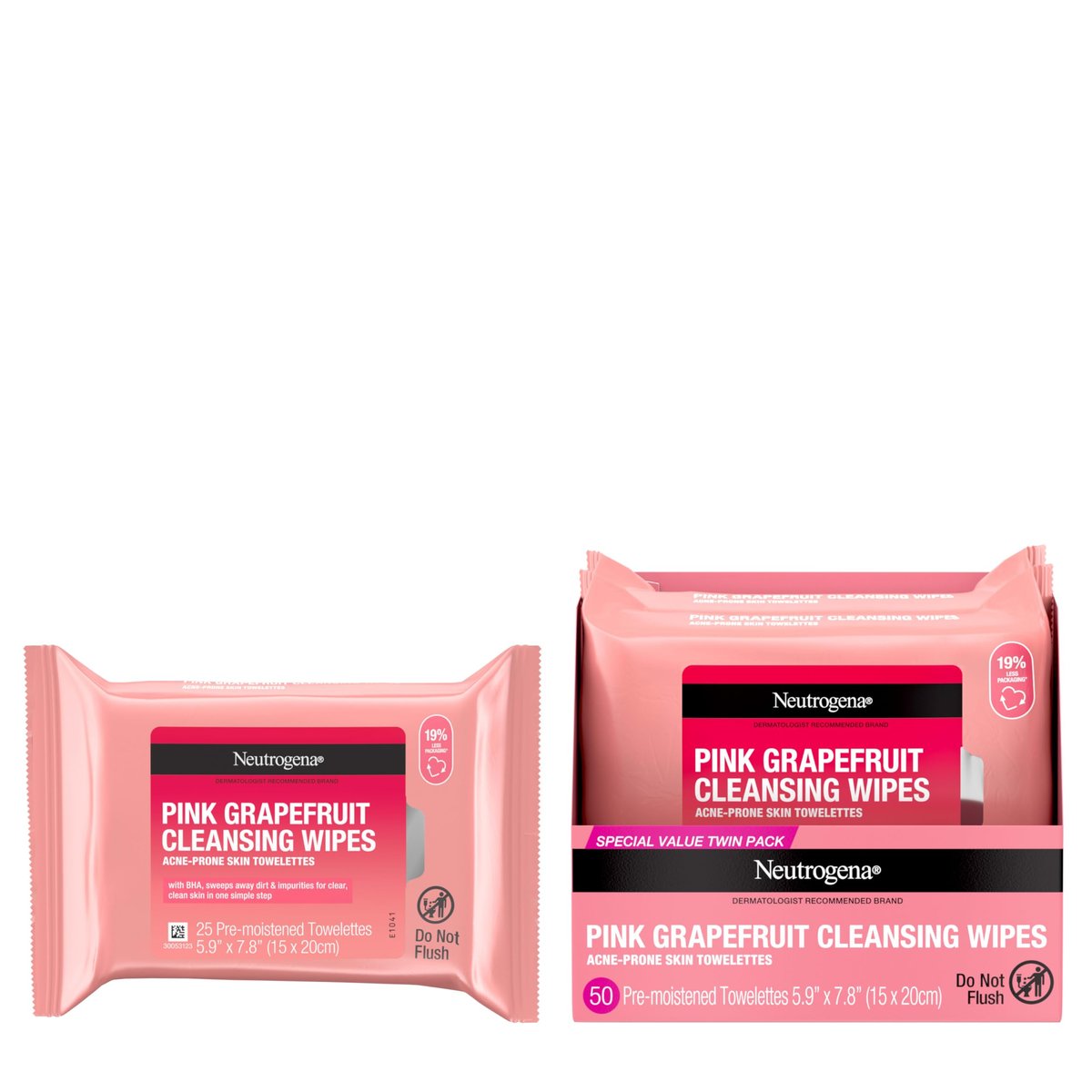 Neutrogena Makeup Remover Cleansing Towelettes, Pink Grapefruit, 25 Count, Twin Pack Avelisse
