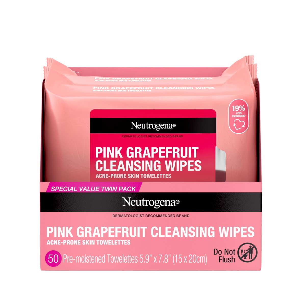 Neutrogena Makeup Remover Cleansing Towelettes, Pink Grapefruit, 25 Count, Twin Pack Avelisse