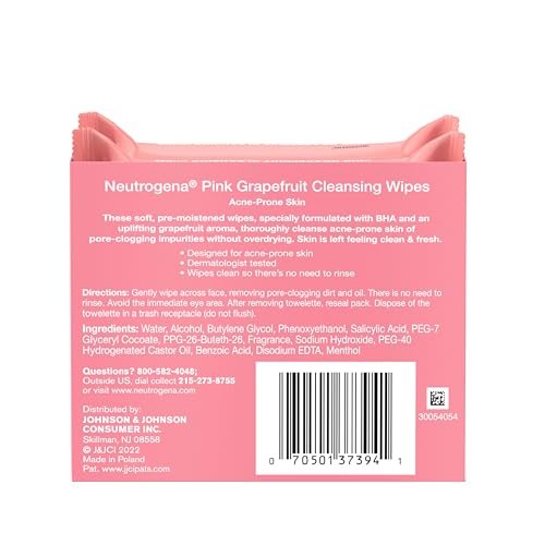 Neutrogena Makeup Remover Cleansing Towelettes, Pink Grapefruit, 25 Count, Twin Pack Avelisse