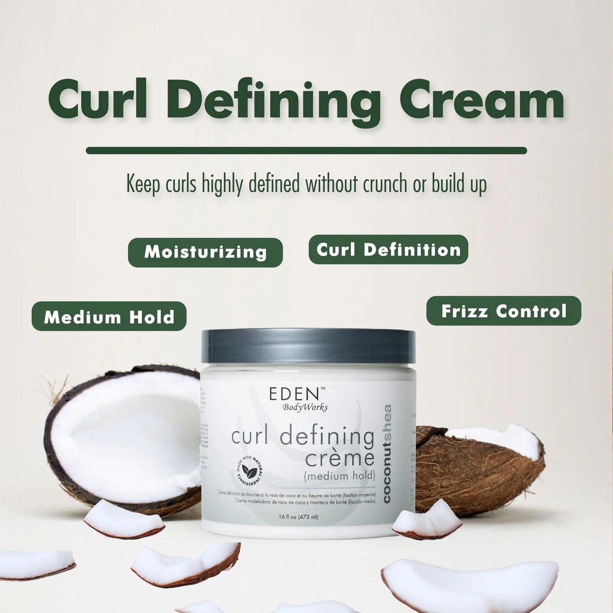 EDEN BodyWorks Coconut Shea Curl Defining Creme - 16 oz - Moisturize & Define Curls, Add Shine - görsel 6