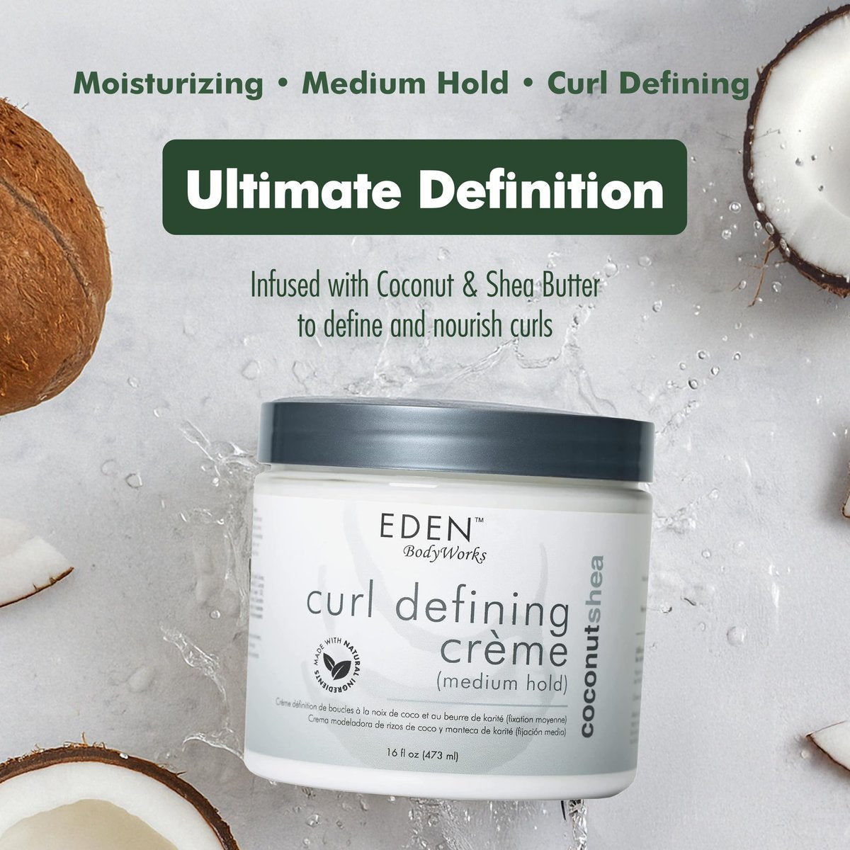EDEN BodyWorks Coconut Shea Curl Defining Creme - 16 oz - Moisturize & Define Curls, Add Shine - görsel 8