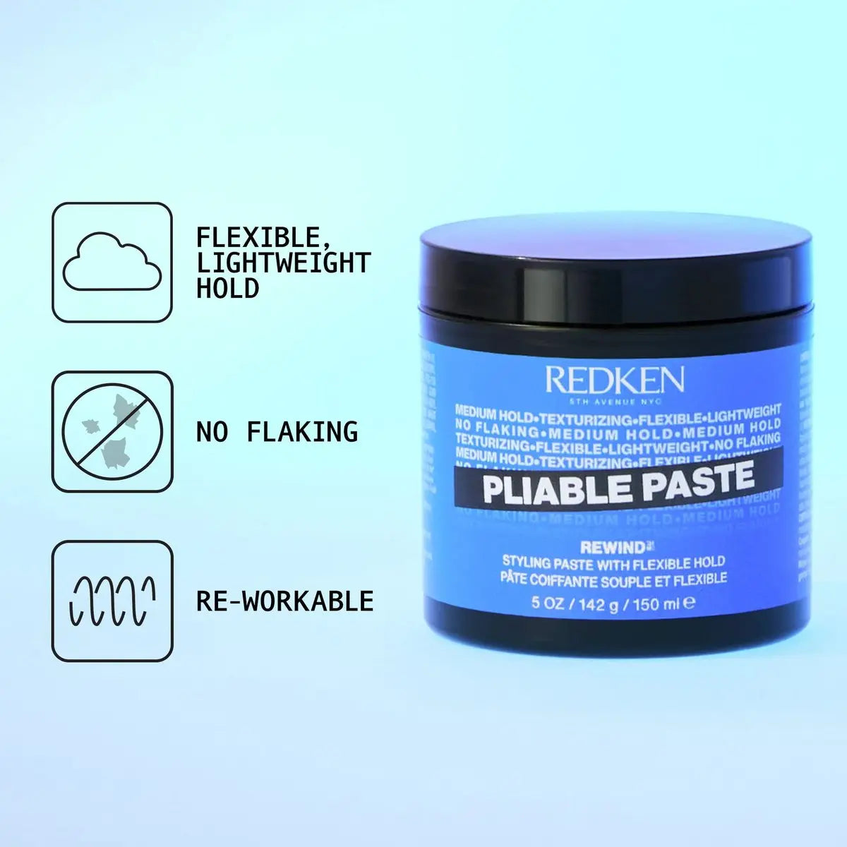 Redken Pliable Styling Paste - Flexible Medium Hold for All Hair Types, 5 oz Avelisse
