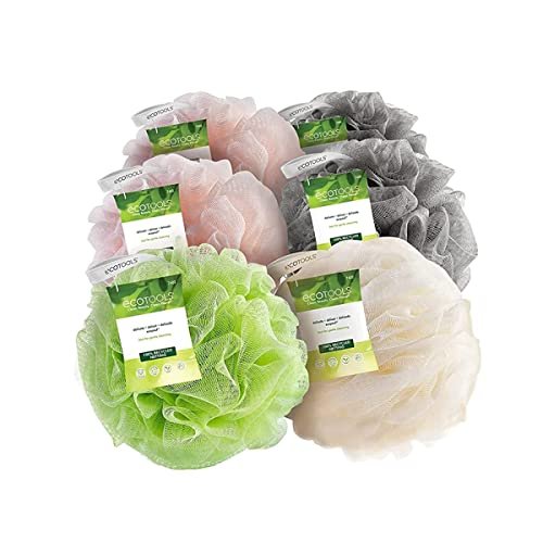 EcoTools Delicate EcoPouf Bath Sponge, 6 Count - Exfoliating Loofah Made with Recycled Materials, Assorted Colors Avelisse