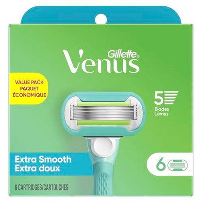 Gillette Venus Extra Smooth Women's Razor Blade Refills, 6 Count - Close, Smooth Shave Avelisse
