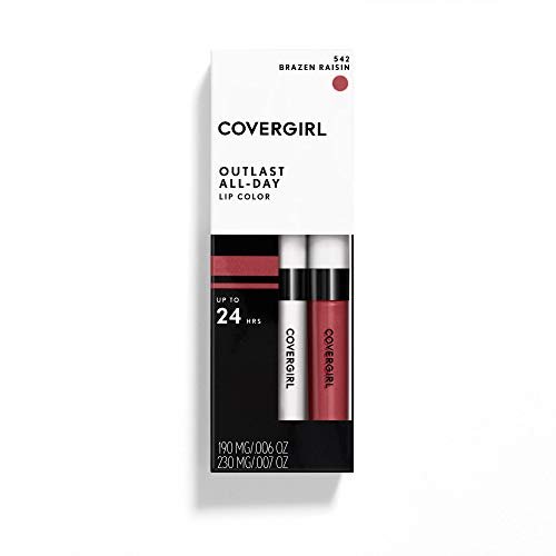 COVERGIRL Outlast All-Day Lip Color with Topcoat - 542 Brazen Raisin, Long-Lasting Matte Lipstick - görsel 6
