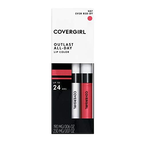 COVERGIRL Outlast All-Day Lip Color with Topcoat - 507 Ever Red-Dy, 0.13 Fl Oz - görsel 10
