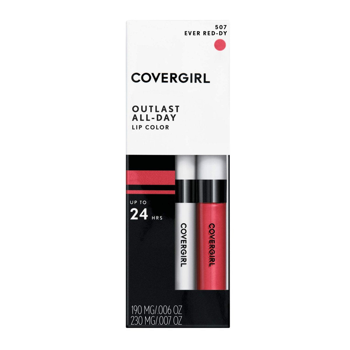 COVERGIRL Outlast All-Day Lip Color with Topcoat - 507 Ever Red-Dy, 0.13 Fl Oz - görsel 9