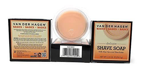 Van der Hagen Deluxe Shave Soap - 2.5 oz (Pack of 3) - Premium Scented Shaving Soap for Smooth, Comfortable Shaves Avelisse