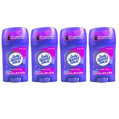 Lady Speed Stick Invisible Dry Antiperspirant & Deodorant, Shower Fresh, 1.4 oz (Pack of 4)
