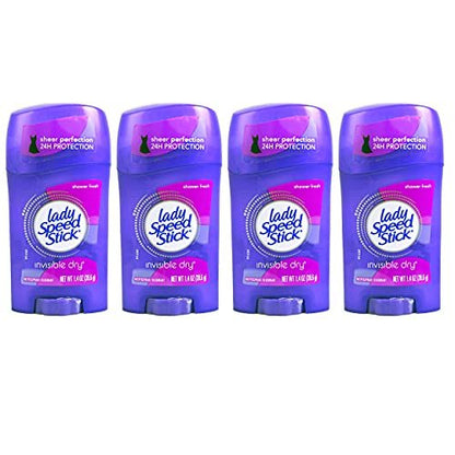 Lady Speed Stick Invisible Dry Antiperspirant & Deodorant, Shower Fresh, 1.4 oz (Pack of 4)