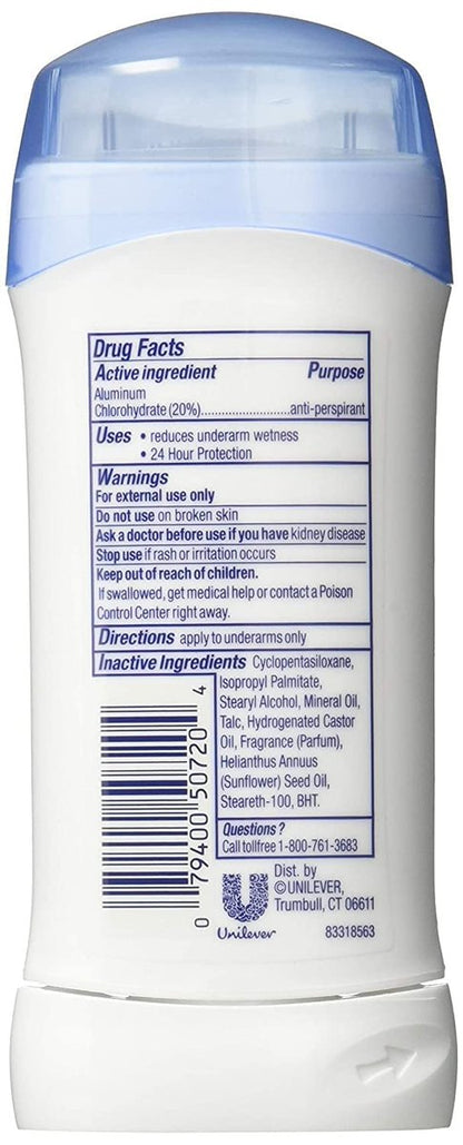 Dove Invisible Solid Antiperspirant Deodorant, Powder, Twin Pack, 5.2 oz (Pack of 4) Avelisse
