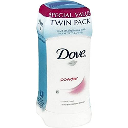 Dove Invisible Solid Antiperspirant Deodorant, Powder, Twin Pack, 5.2 oz (Pack of 4) Avelisse