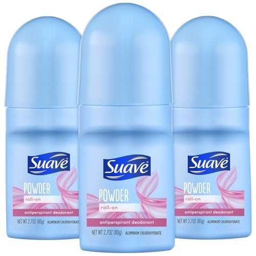 Suave Roll-On Deodorant for Women, Powder Fresh Scent, 3-Pack – Antiperspirant Deodorant with 24H Sweat & Odor Protection, 2.7 Oz Each Avelisse